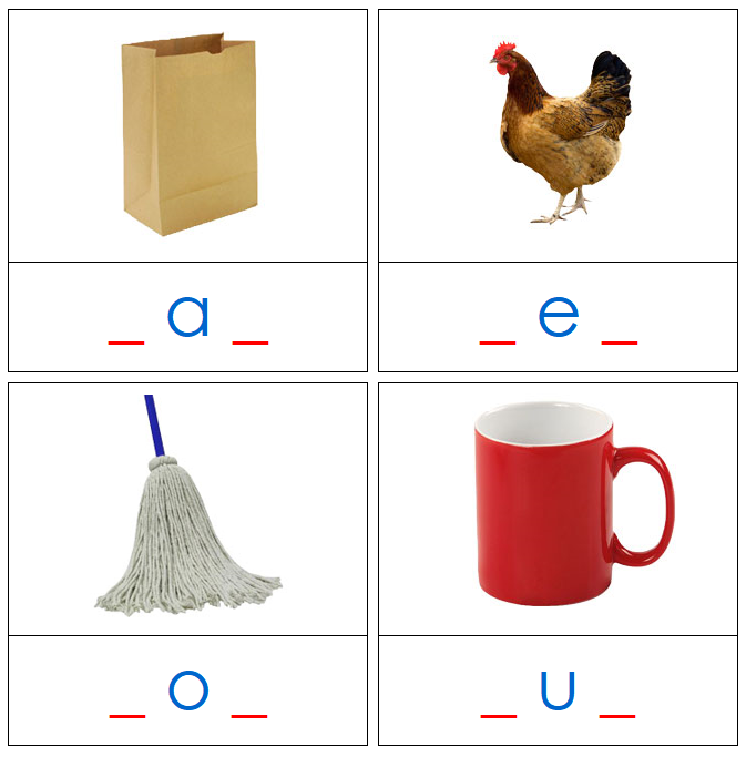 Phonetic Picture Cards - Vowel Sounds - Montessori Print Shop Digital Download