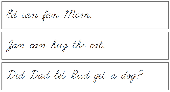 Phonetic Sentences - Level 1 (cursive) - Montessori Print Shop