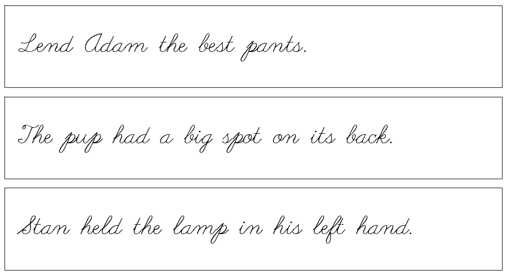 Phonetic Sentences - Level 2 (cursive) - Montessori Print Shop Digital Download