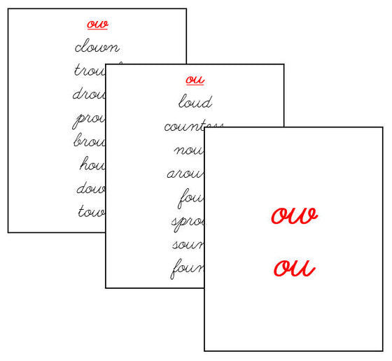 Step 3: Phonogram Families - CURSIVE - Montessori Print Shop language lesson