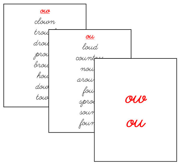 Step 3: Phonogram Families - CURSIVE - Montessori Print Shop language lesson