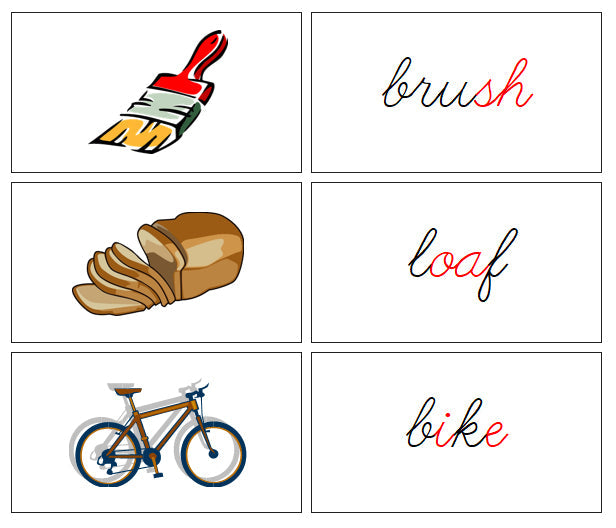 Montessori Step 3 Language Series Bundle - CURSIVE - Phonogram Words and Picture Cards - Montessori Print Shop Language Program