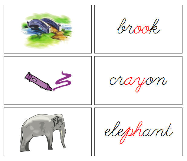 Step 3: Phonogram Words & Picture Cards - Set 2 - CURSIVE - Montessori Print Shop Digital Download phonogram lesson