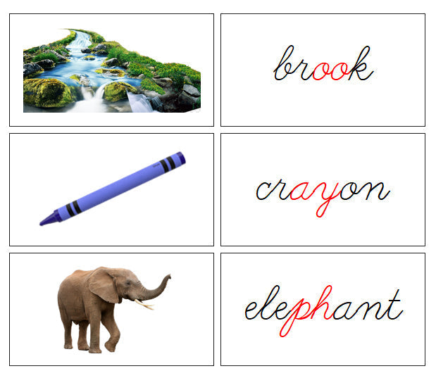 Step 3: Phonogram Words & Picture Cards - Set 2 (photos) - CURSIVE - Montessori Print Shop Digital Download phonogram lesson