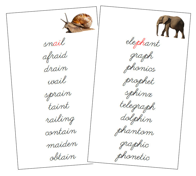 Montessori Step 3 Language Series Bundle (photos) - CURSIVE - Phonogram Cards - Montessori Print Shop Digital Download Language Program
