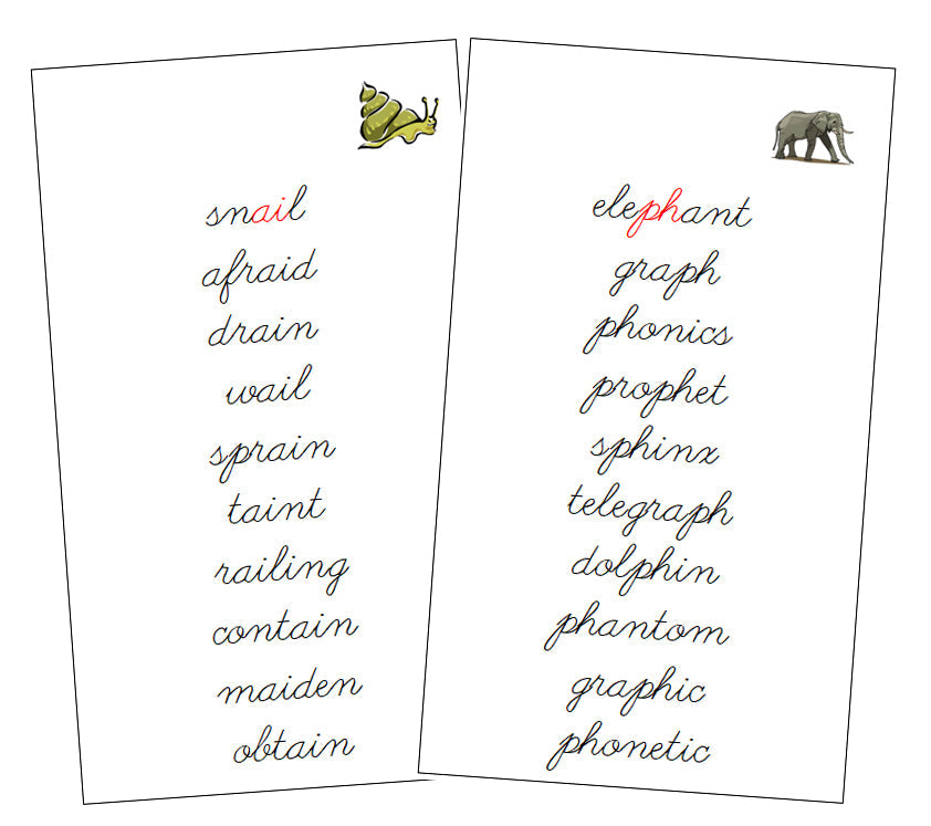 Montessori Step 3 Language Series Bundle - CURSIVE - Phonogram Cards - Montessori Print Shop Language Program