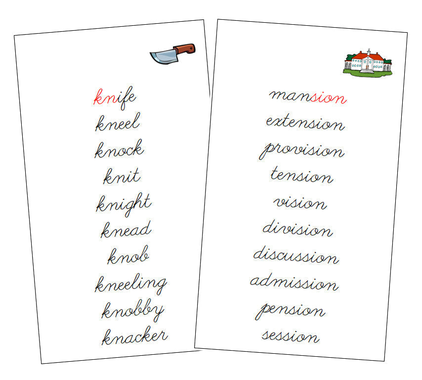 Step 3: Phonogram Cards - Set 2 - CURSIVE - Montessori Print Shop phonogram lesson