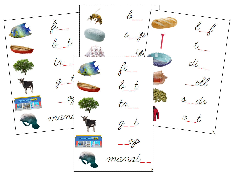 Montessori Step 3: Phonogram Sound Cards - Set 1 (photos) - CURSIVE - Montessori Print Shop Digital Download phonogram lesson