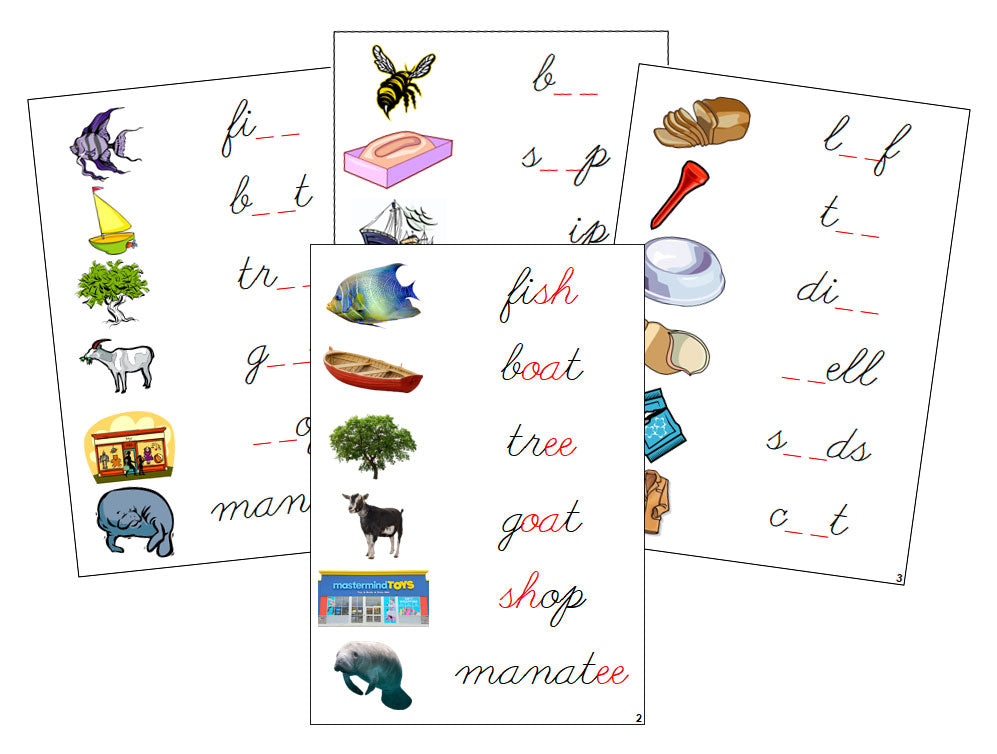 Montessori Step 3 Language Series Bundle - CURSIVE - Phonogram Sound Cards - Montessori Print Shop Language Program