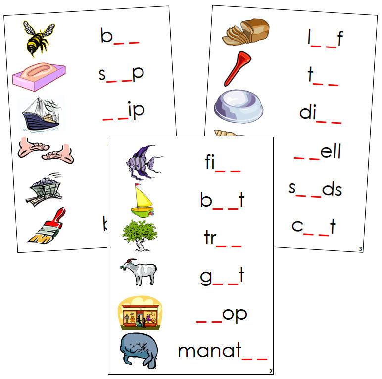 Step 3: Phonogram Sound Cards Set 1 - Montessori language cards - Montessori Print Shop