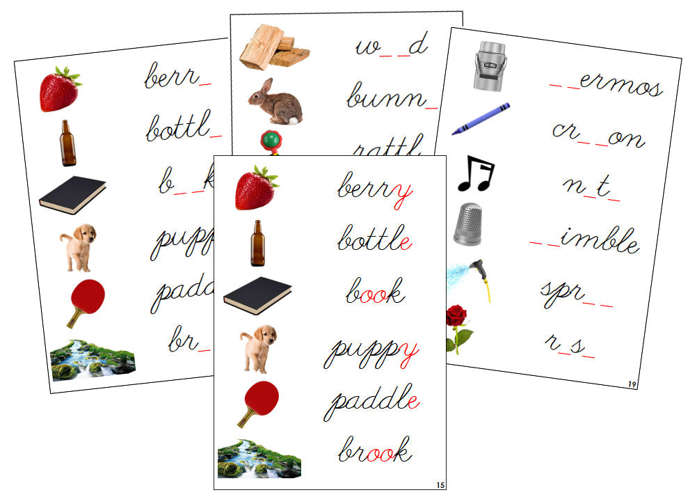 Montessori Step 3: Phonogram Sound Cards - Set 2 (photos) - CURSIVE - Montessori Print Shop phonogram lesson