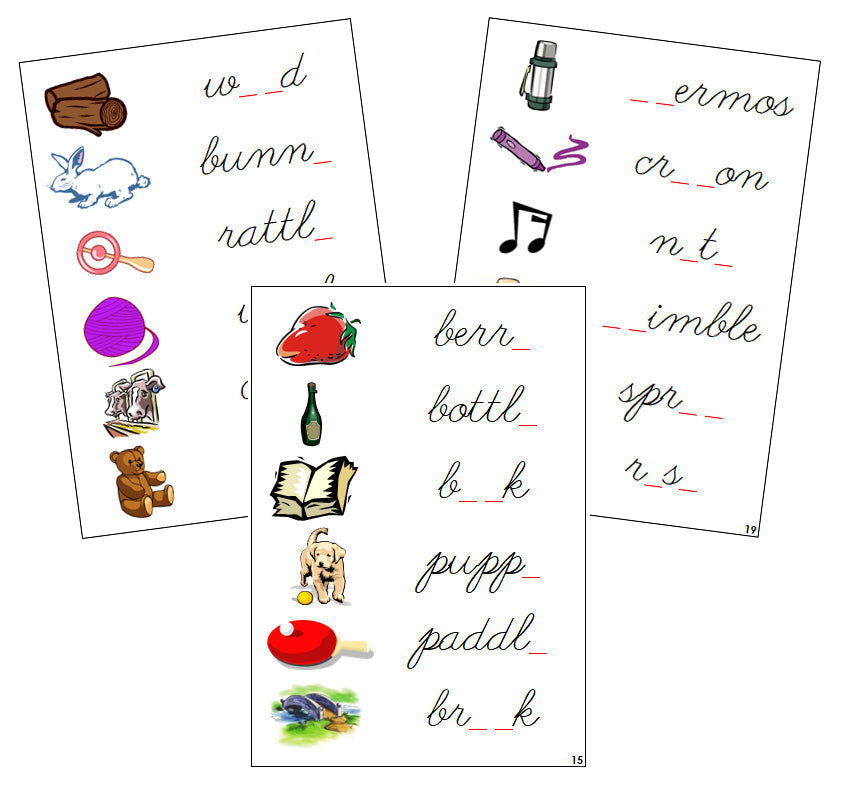 Step 3: Phonogram Sound Cards - Set 2 - CURSIVE - Montessori Print Shop phonogram lesson