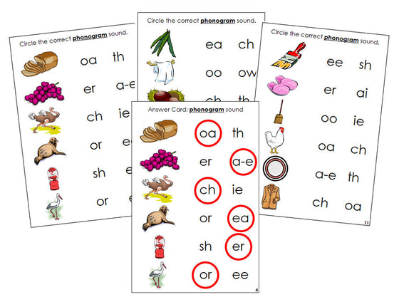 Montessori Step 3: Phonogram Sound Choice Cards Set 1 - Montessori language cards - Montessori Print Shop