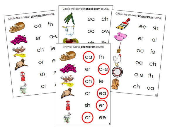 Montessori Step 3: Phonogram Sound Choice Cards Set 1 - Montessori language cards - Montessori Print Shop