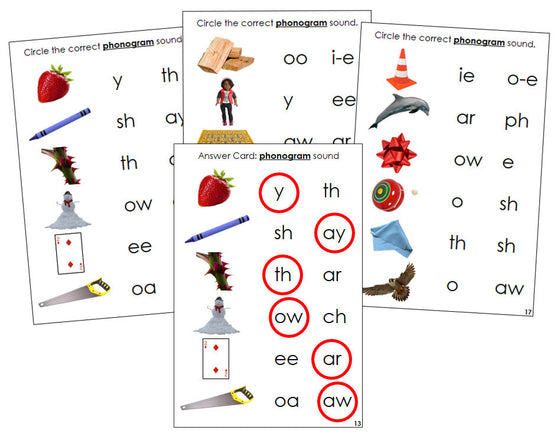 Montessori Step 3: Phonogram Sound Choice Cards - Set 2 (photos) - Montessori Print Shop language program