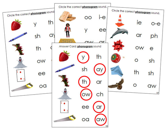 Montessori Step 3: Phonogram Sound Choice Cards - Set 2 (photos) - Montessori Print Shop language program