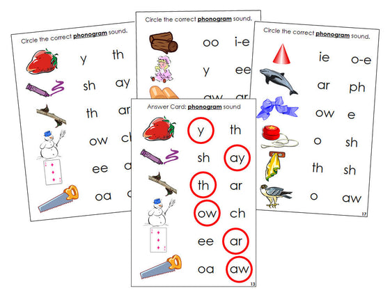 Montessori Step 3: Phonogram Sound Choice Cards Set 2 - Montessori language cards - Montessori Print Shop