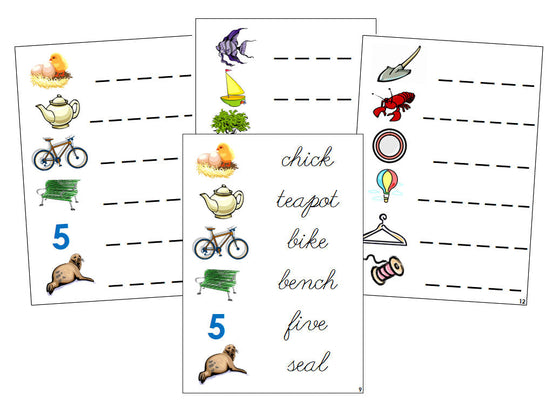 Montessori Step 3: Phonogram Spelling Cards - Set 1 - CURSIVE - Montessori Print Shop language lesson