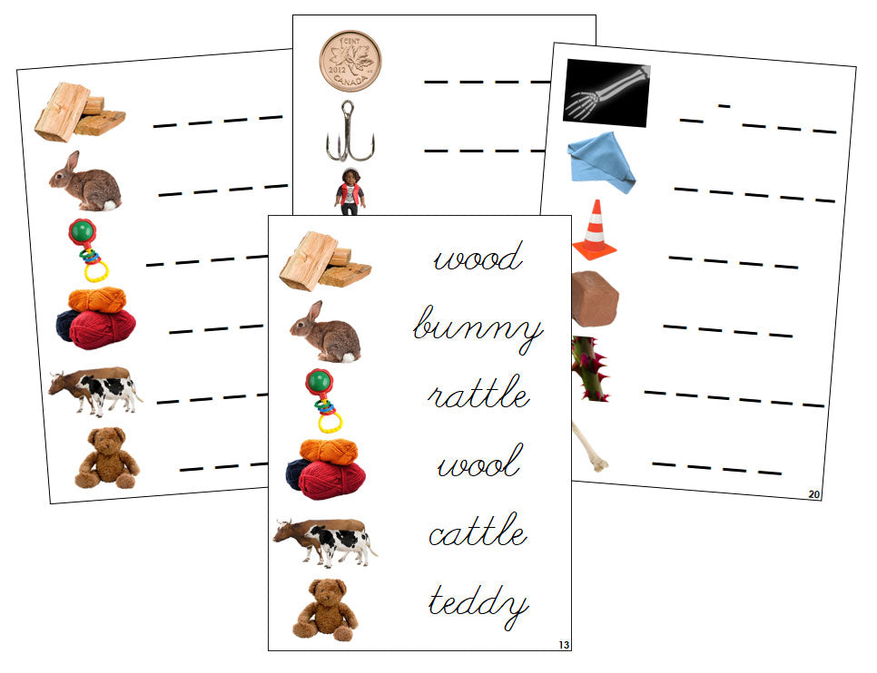 Montessori Step 3: Phonogram Spelling Cards - Set 2 (photos) - CURSIVE - Montessori Print Shop language lesson
