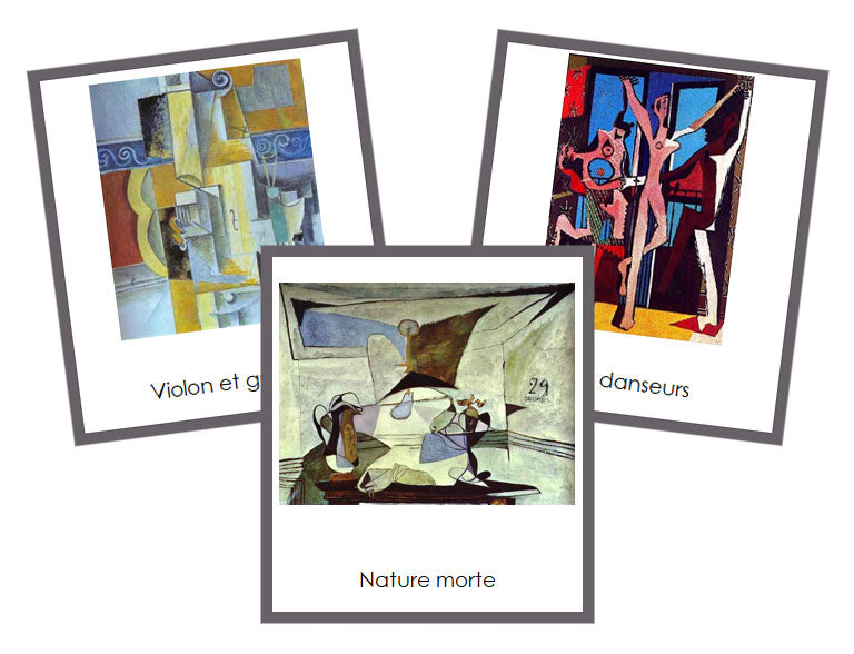 French - Pablo Picasso Art Cards (color-coded) - Montessori Print Shop Digital Download