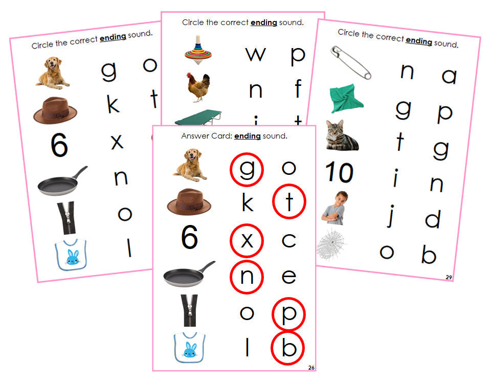 Montessori Pink Ending Sound Choice Cards (photos) - Montessori Print Shop Digital Download