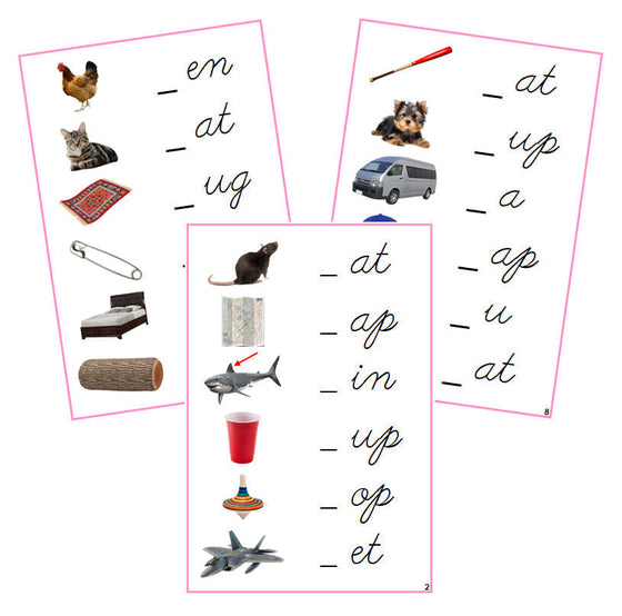 Pink Initial Sound Cards (photos) - CURSIVE - Montessori Print Shop phonics