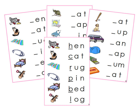 Montessori Pink Initial Sound Cards - Phonetic language cards - Montessori Print Shop