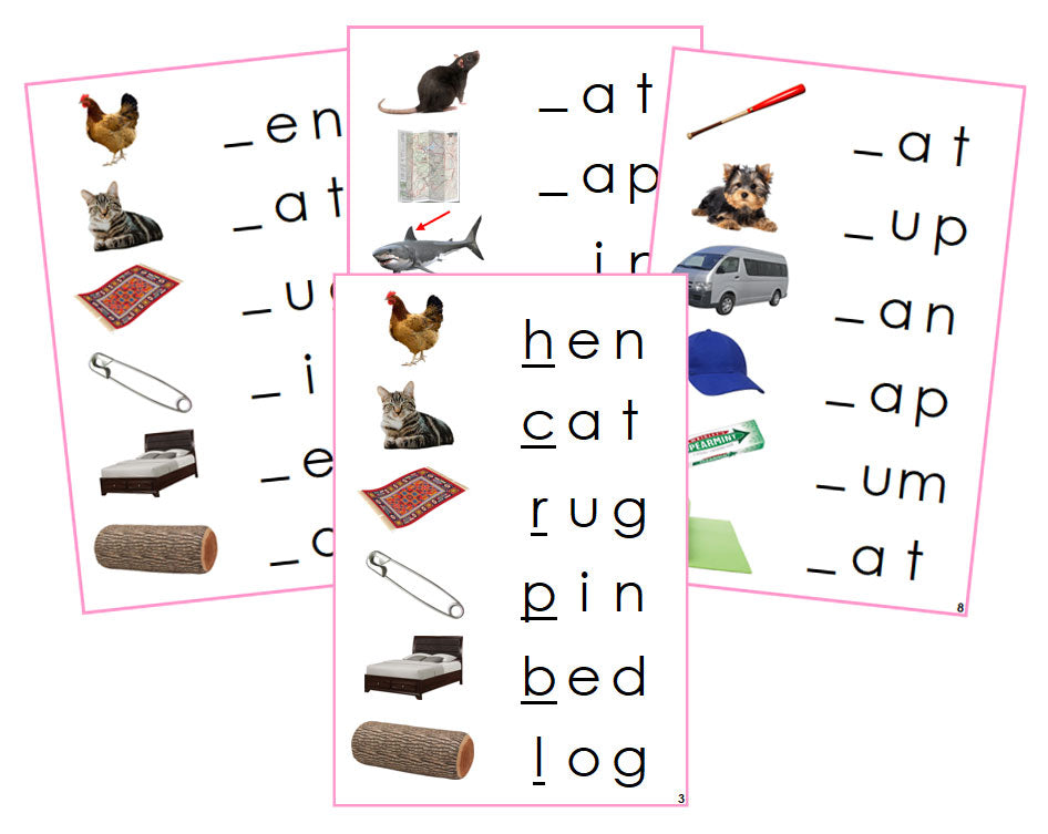 Montessori Pink Language Series Phonetic Initial Sound Cards - Montessori Print Shop Phonics program