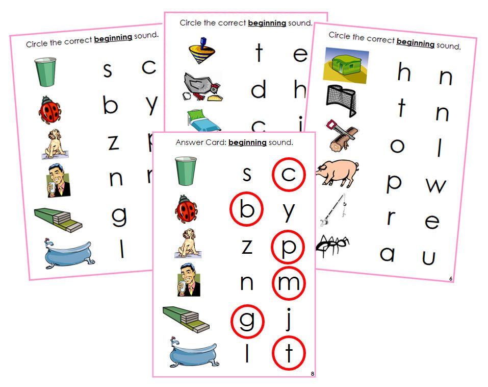 Montessori Pink Initial Sound Choice Cards - phonetic language cards - Montessori Print Shop Digital Download