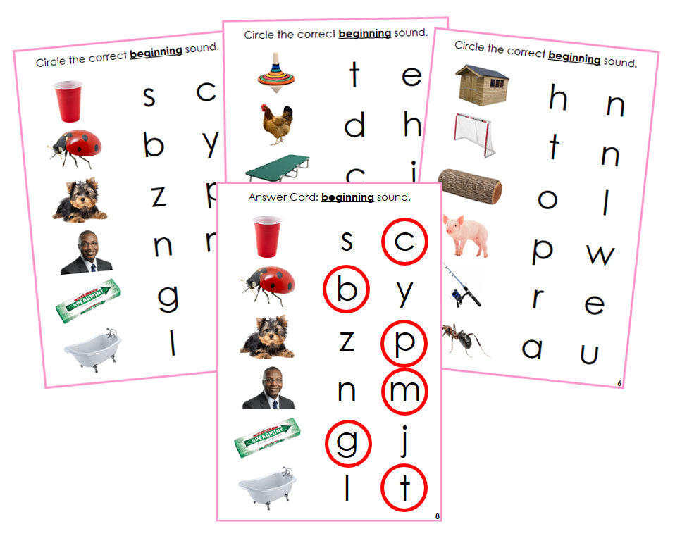 Montessori Pink Language Series Phonetic Initial Sound Choice Cards - Montessori Print Shop Phonics program