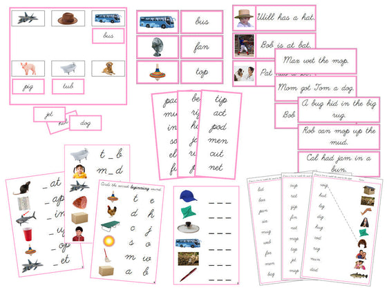 Montessori Pink Language Series Bundle (photos) - CURSIVE - Montessori Print Shop