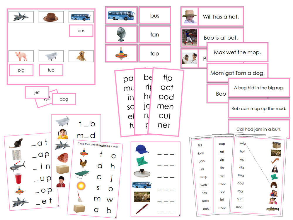 Pink Language Series Bundle (photos) - Montessori Print Shop Digital Download phonetic program