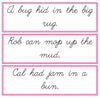 Pink Sentence Cards - Set 3 - CURSIVE - Montessori Print Shop phonics lesson