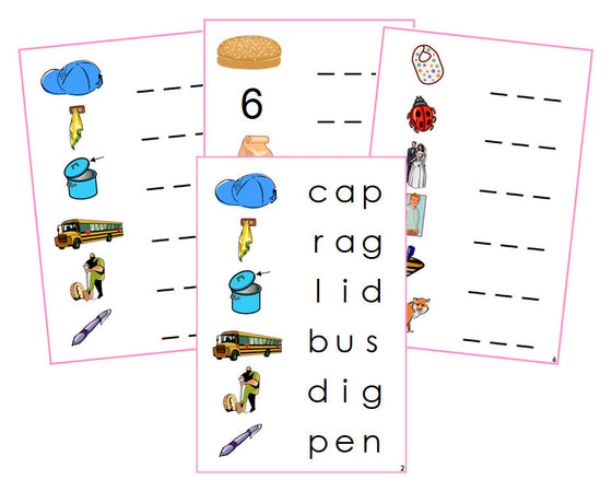 Montessori Pink Spelling Cards - Phonetic spelling cards - Montessori Print Shop