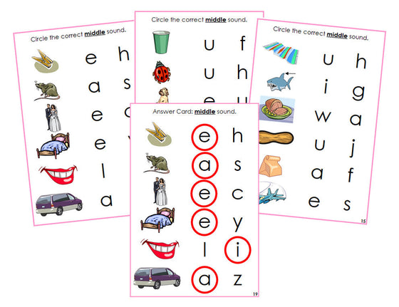 Montessori Pink Vowel Sound Choice Cards - Montessori language cards - Montessori Print Shop