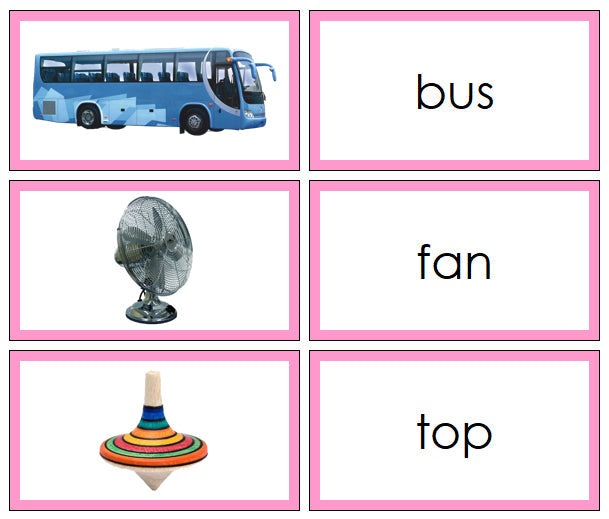 Pink Phonetic Word & Picture Cards - phonetic language cards - Montessori Print Shop Digital Download