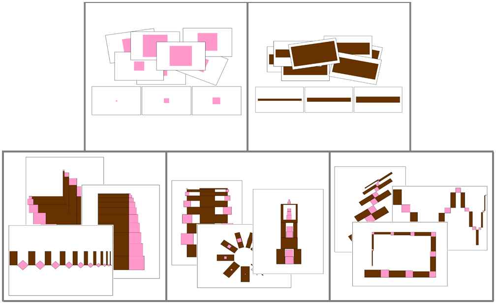 Montessori Pink Tower and Brown Stair Pattern Cards - Montessori Print Shop Digital Download