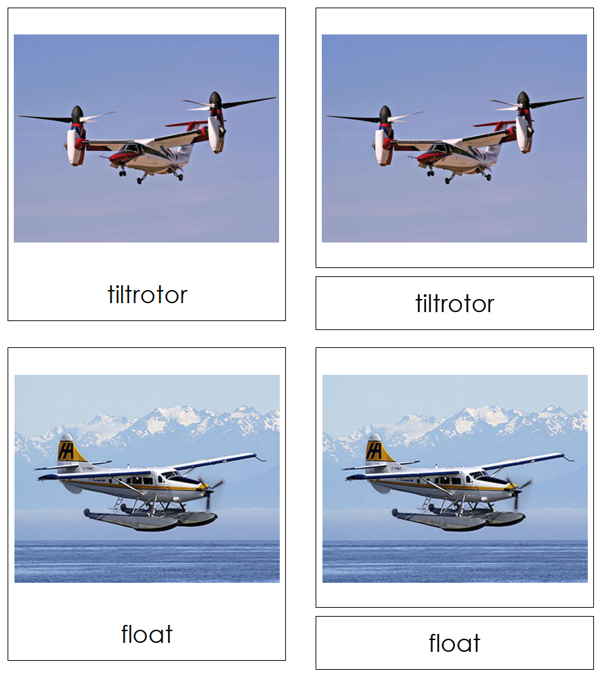 Types of Planes 3-Part Cards - Montessori Print Shop Digital Download