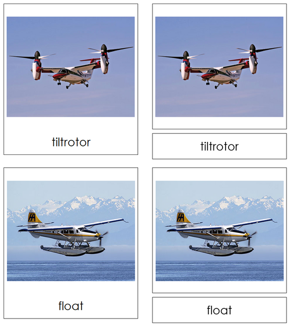 Types of Planes 3-Part Cards - Montessori Print Shop Digital Download