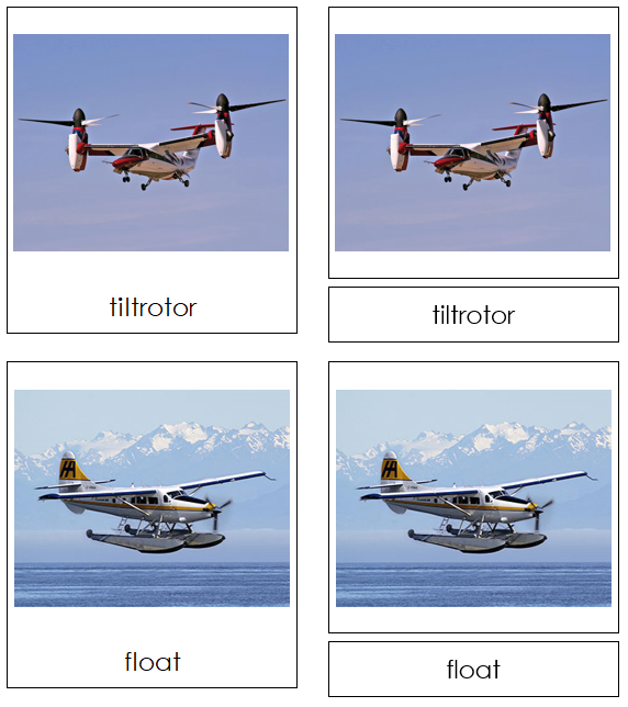 Planes 3-Part Cards - Montessori Print Shop