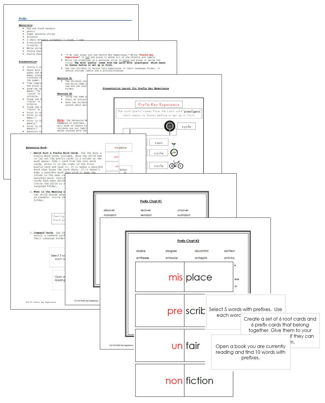 Elementary Montessori Prefix Key Experience - Montessori Print Shop Digital Download
