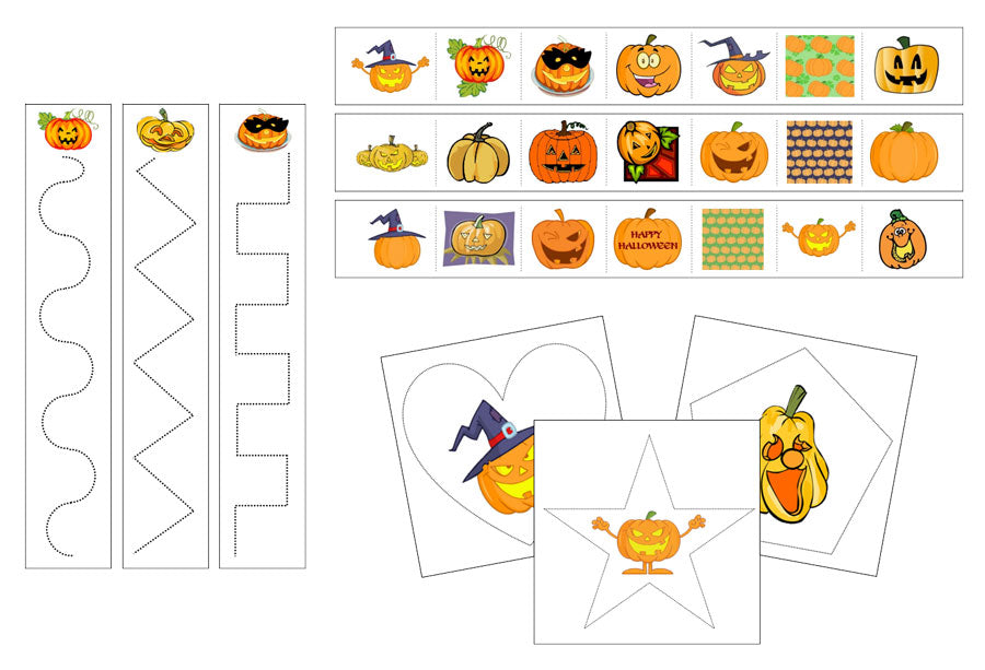 Pumpkins Cutting Work - Preschool Activity - Montessori Print Shop Digital Download