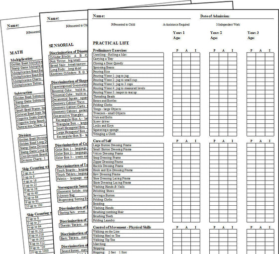 Primary Montessori Record-Keeping Forms - Montessori Print Shop