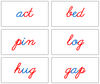 Phonetic Word Cards (red/blue) Cursive Level 1- Montessori Print Shop