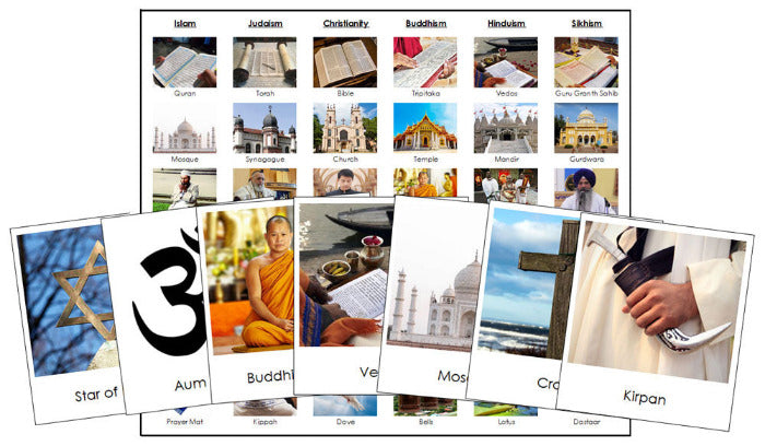 Religious Symbols Sorting Cards & Chart - Montessori Print Shop Digital Download