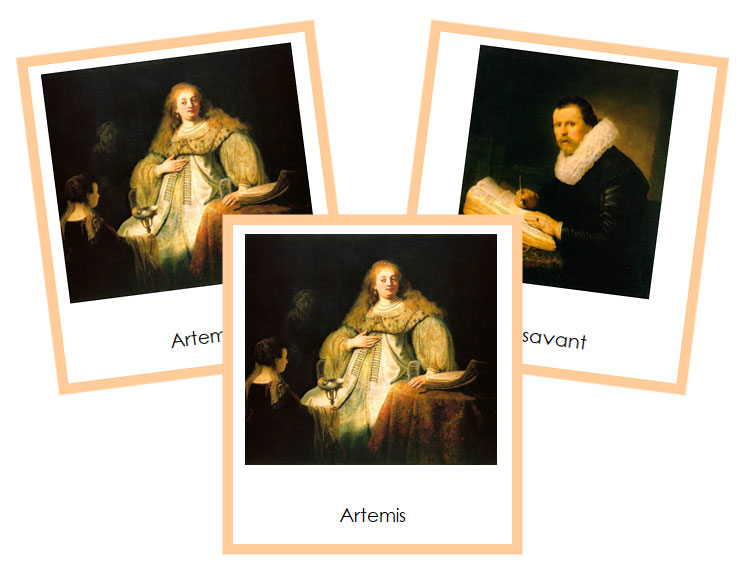 French - Rembrandt Art Cards (color-coded) - Montessori Print Shop Digital Download
