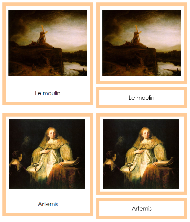 French - Rembrandt Art Cards (color-coded) - Montessori Print Shop Digital Download