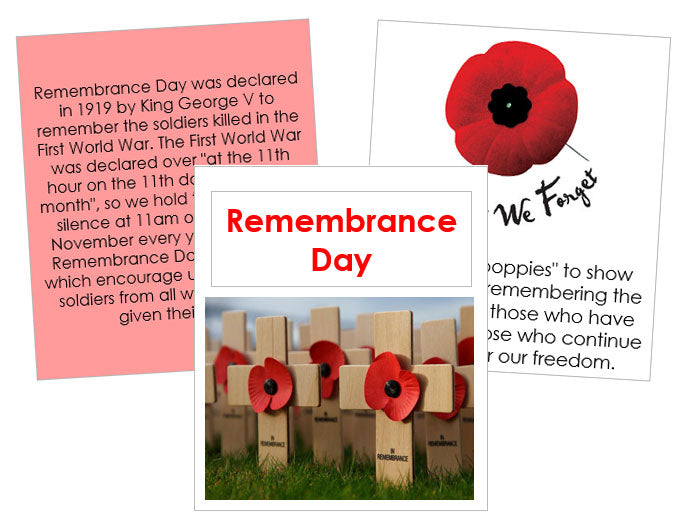 Remembrance Day Cards & Booklet - Montessori Print Shop Digital Download