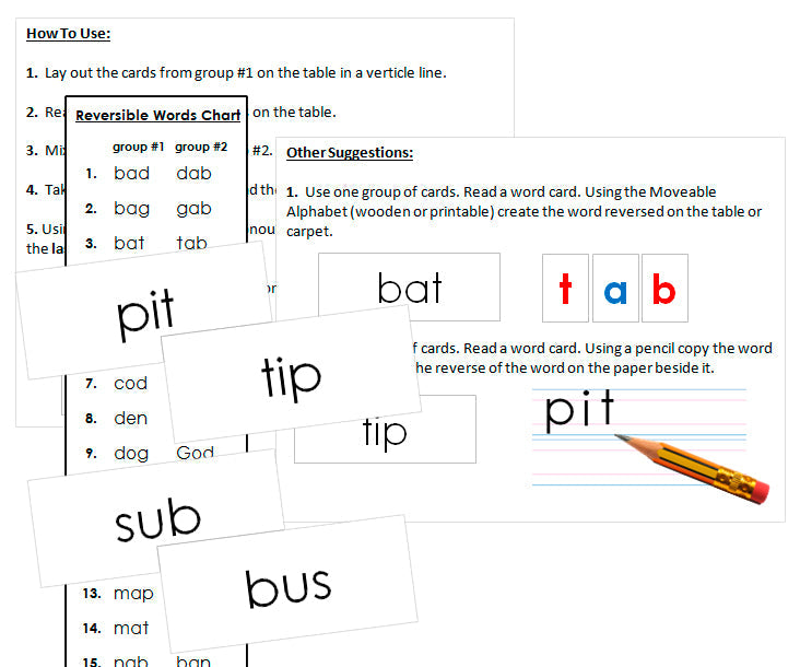 Reversible Word Cards (Anadromes)