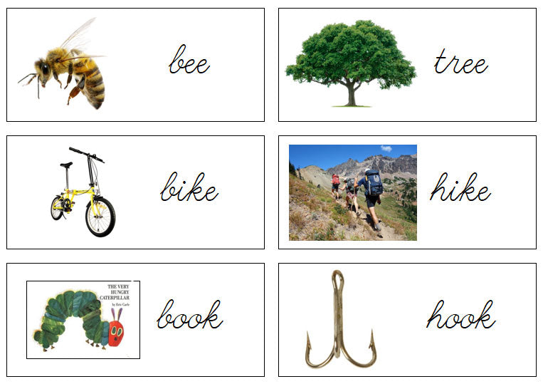 Rhyming Words & Pictures Level 3 Set 1 (cursive) - Montessori Print Shop Digital Download